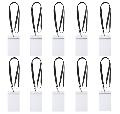 10 x Lanyard Umhängeband mit 10x Ausweishülle ZIP Kartenhalter horizontal & vertikal wasserdicht Ausweise Karten Schutzhülle 0,80mm flexibel